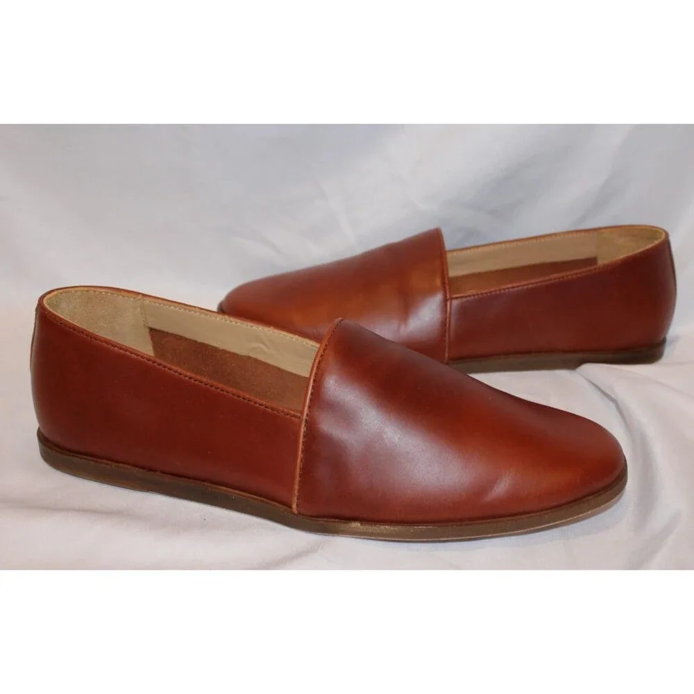 NISOLO MEN'S ALEJANDRO LEATHER SLIP ON SHOES BRANDY SZ 8 NIB $180